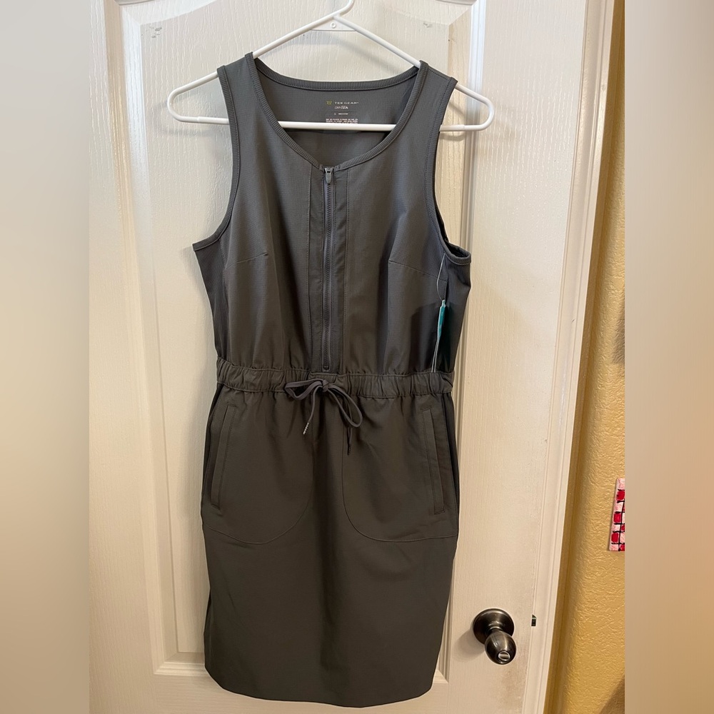Gray Sleeveless Zip-Front Athletic Dress